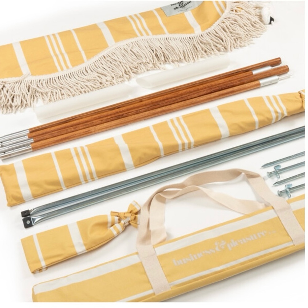 Business & pleasure co. Yellow striped antique beach canopy tent - Picture 3 of 4